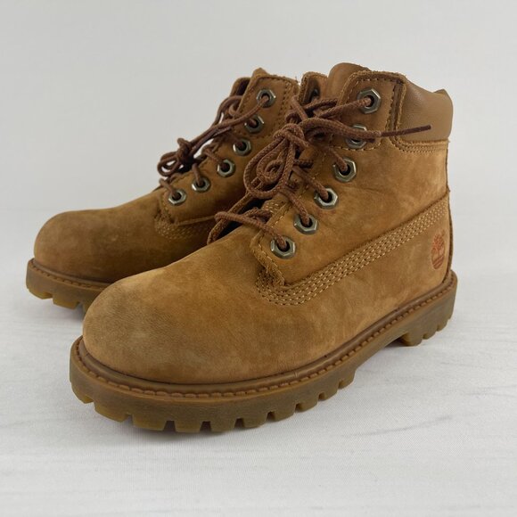 Timberland Toddler Kids Boots Tan Beige Leather Upper Boot Size 11M PRE-OWNED - Picture 8 of 11